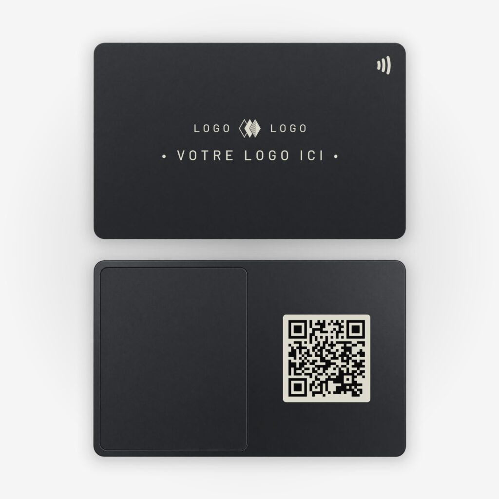 Carte de visite metal NFC noir personnalisee