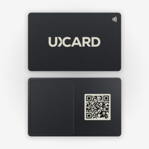 Carte de visite metal NFC noir personnalisee avec logo uxcard